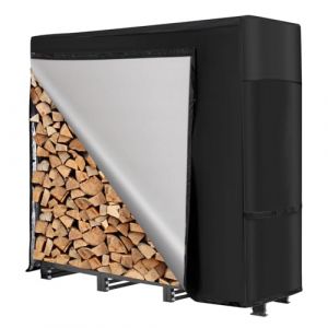 NALONE Support de bois de chauffage d'extérieur de 120CM avec housse et sac de transport, support carré robuste avec housse imperméable pour cheminée, foyer (4FT) (CHUSHENGEU, neuf)