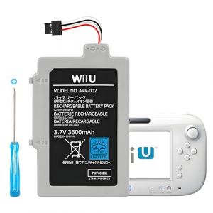 3600mAh 2025 Nouvelle mise &agrave; niveau Wii U Gamepad Batterie rechargeable Lithium-Ion Batterie de rechange Wii Accessoire pour Nintendo Gamepad WUP-010 WUP-012 (Gris-Blanc, Batterie Wii U, A) (JUBOTY, neuf)