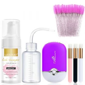 Nettoyant Pour Extensions De Cils, Mousse De Cils, Shampoing Pour Extensions De Cils, Mini Ventilateur Usb Rechargeable, Kit De Shampoing &Eacute;lectrique Portable Pour Climatisation (Violet) (Guangzhou Kaipuer Biotechnology Co., Ltd., neuf)