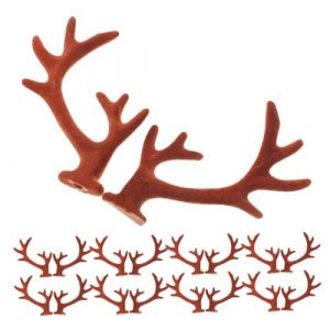 Ipetboom 20 Pièces bandeau en bois de cerf décoration noel artisanat velu corne de cerf bricolage pour fabriquer un bandeau corne de cerf pour bandeau bricolage flocage Coffee (Cowan Micro, neuf)