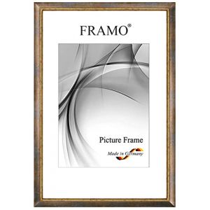 FRAMO Cadre photo baroque 15 x 27 cm en bois massif | Bleu d'or | Couleur/taille s&eacute;lectionnable | Cadre antique vintage r&eacute;tro N&deg;063 (Framecenter24_online, neuf)