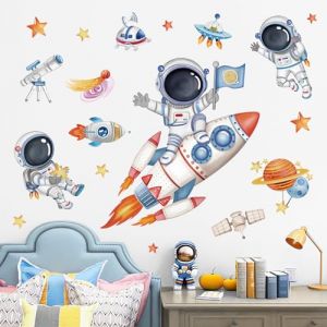 wondever Stickers Muraux Enfants Fus&eacute;e Astronaute Autocollants Muraux Mural Stickers Espace Planete Vaisseau Spatial pour Chambre Enfants Gar&ccedil;on B&eacute;b&eacute; P&eacute;pini&egrave;re (Wondever EU, neuf)