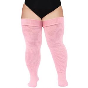 Moon Wood Chaussette Tres Haute sans Couture Femme Couleur Extra Longues Chaussettes Montantes Femme Fantaisie Bottes Chaussettes femme Grande Taille Rose (Moon Wood France, neuf)