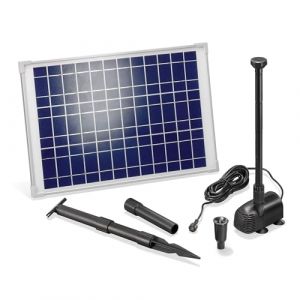 Pompe Solaire de Bassin 20 W Module Solaire 1350 l/h D&eacute;bit 1,9 m T&ecirc;te de Livraison Kit Complet pour Bassin de Jardin (BUVTEC, neuf)