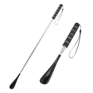 Wisebom 2 Pi&egrave;ces Chausse Pied Long Telescopique Noir M&eacute;tal 30-71cm R&eacute;tractable Extensible Poign&eacute;e Antid&eacute;rapante Cordon Femmes Hommes Seniors (junthou, neuf)