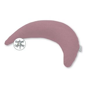 Theraline Lune de bambou avec housse en viscose de bambou et coton biologique, coussin d'allaitement, coussin de soutien abdominal, coussin douillet, coussin de voyage (bois de rose mélangé) (VinFiz, neuf)