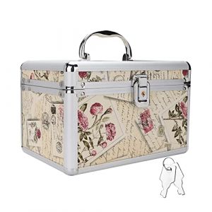 Mallette de Train de Maquillage Boîte à Cosmétiques, Trousse à Maquillage Professionnelle Grande Capacité Beauté Outils D'extension de Cils Boîte de Rangement Vide avec Miroir Verrouillable pour Verni (Canyitar, neuf)