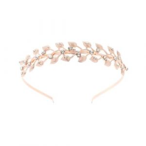 Bijou de cheveux en alliage de strass, bandeau pour femme, bandeau en métal, serre-tête de mariée, serre-tête pour femme, mariée, demoiselle d'honneur, fête, mariage, feuilles or rose (Blausky, neuf)