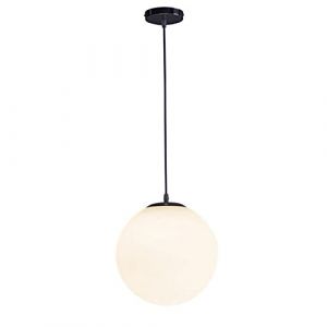 Lampe suspendue Globe, lampe suspendue en m&eacute;tal noir avec abat-jour boule de verre blanc, lustre d'&eacute;clairage d&eacute;coratif de restaurant, mini lampes &agrave; suspension de chevet, lampes suspendues minimalistes (li li le store, neuf)