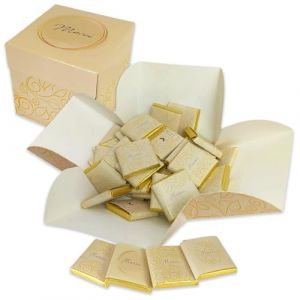 Coffret de Chocolats - Boîte de 40 Carrés de Chocolat à Offrir Pour Dire Merci - Chocolats au Lait et Noir - 100% Pur Beurre de Cacao - Fabriqué en France par Chocolat de Mariage - 200 Gr - Elégance (Chocolats Personnalisés, neuf)