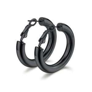 Bestyle 5 mm Boucles d'oreilles Chucky Boucles d'oreilles Noires Grandes Boucles d'oreilles Rondes 60 mm de diamètre Filles Noires Boucles d'oreilles créoles Classiques Bijoux (Bestyle Jewelry, neuf)