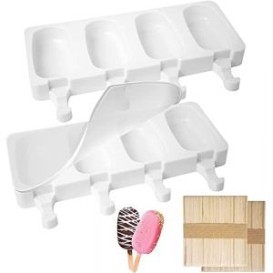 Ventdest Moule à Glace en Silicone, 8 Cellules Moule à Crème Glacée avec 200 Bâtonnets et 2 Couvercles, Popsicle Moule Sans BPA, Moule Magnum Cake, DIY Crème Glacée pour Enfant et Adulte (Grand) (Jia Nan Store, neuf)