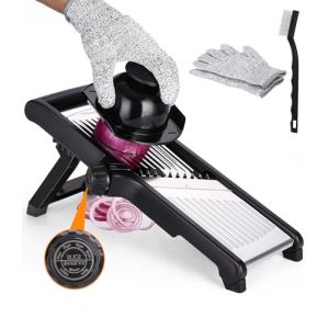 Mandoline Mandoline Mandoline 7 en 1 Coupe-légumes réglable multifonction en acier inoxydable pour légumes, concombres, fruits, carottes avec brosse de nettoyage, gants anti-coupure (FUSECO EMI S.R.L., neuf)