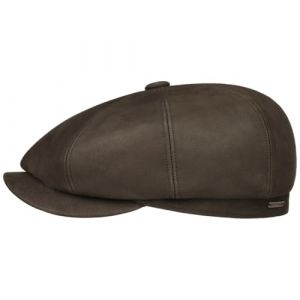 Stetson Casquette 8 Panel Sheepskin Homme - en Cuir Type Gavroche avec visière, Doublure Automne Été Printemps Hiver Printemps-été - M (56-57 cm) Marron (Chapeaushop, neuf)