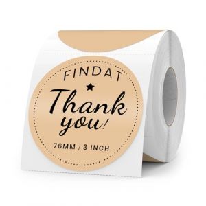 FINDAT Marron &Eacute;tiquette Thermique Ronde 76 mm Rouleau Vinyle Cercle Imprimante Gommette Autocollante pour Bureau Logo Design QR Exp&eacute;dition 500 Pi&egrave;ces (ZHIYUU, neuf)