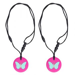 TOPINCN Collier &agrave; M&acirc;cher Sensoriel en Silicone S&ucirc;r, Colliers &agrave; M&acirc;cher pour Enfants Sensoriels Adultes Atteints D'autisme, TDAH, Fidget, Morsure, anxi&eacute;t&eacute;, Collier &agrave; M&acirc;cher de Bijoux (Rose rouge) (Yunplsa, neuf)