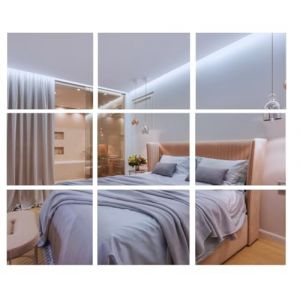 BD ART Miroirs adhésifs muraux 20x20 cm – Lot de 9 pièces carrés en Verre 3 mm – Miroirs sans Cadre pour mosaïque avec Ruban adhésif – Décoration Maison, Salon, Chambre (BD ART, neuf)