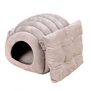 Koomiao Niche pour Chat Interieur, Maisons et Dômes Nid d'animal Chaud Chat Lit pour Chat avec Coussin Amovible Panier Chat Abri d'hiver Chaud pour Chats 40x40x35cm (Gris) (Liemuao, neuf)