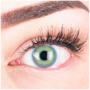 Glamlens lentilles de couleur bleu naturelles color&eacute;es tr&egrave;s haute opacit&eacute; Alice Blue + &eacute;tuis &agrave; lentilles de contact I 1 paire (2 pi&egrave;ces) I 90 Jours I sans correction I 0,00 Dioptries (MeralenS, neuf)