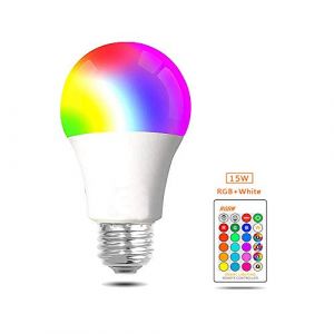 WANGPEI Ampoule de Couleur LED E27 RGB,Lampe à Vis Edison Dimmable à Changement de Couleur 15W Avec Télécommande IR,Lumières D'ambiance 16 Couleurs pour la Maison,Fête,Bar,Disco KTV,etc.1Paquets (WANGPEI, neuf)