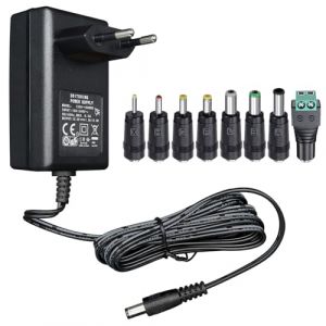 Adaptateur Secteur 12 V 1 A/1 000 mA, AC 100-240 V 50/60 Hz vers DC 12 V 1 A 12 W, Chargeur Mural 5,5 x 2,1 mm, c&acirc;ble 20 AWG de 1,8 m de Long pour Une Utilisation Stable et Flexible, 8 Embouts Inclus (ANLINK-FR, neuf)
