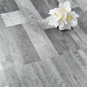 FunStick Dalle Lino Sol Adhesif PVC Salle de Bain Vinyle Adhesif Sol Bois Gris Carreaux Adhesif Cuisine Sol Imperméable Dalle PVC Adhesive Bois Revêtement de Sol PVC Gris pour Chambre 30×30CM 5 Dalles (Livelynine Euro, neuf)