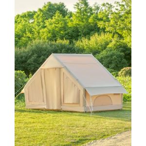 DARTMOOR Tente Gonflable 4-6 Personnes Tente de Camping Randonnéed Double Porte 4 Saisons Tissu Oxford Résistant au Vent Imperméable Extérieur Facile à Installer avec Pompe à Air et Sac de Transport (weitingeu, neuf)