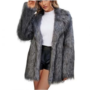 Susenstone Manteau en Fausse Fourrure Femme,Manteau Polaire Shaggy Chaude Veste Femme Fluffy Manteau en Fausse Fourrure Élégant Col Carré Longue Fausse Fourrure Femmes Manteau Fausse Fourrure (⭐⭐⭐⭐⭐Susenstone, neuf)