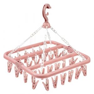 Etendoir Chaussette, Étendoir à Linge à Suspendre avec 32 Pinces, Etendoir Linge Interieur Extérieur Suspendre, Sechoir a Linge Rotatif Pliant, pour Chaussettes,Sous-Vêtements et Petits Vêtements,Bleu (RedOceansM, neuf)