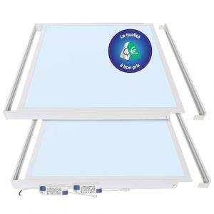 LECOM 2x Dalle LED Saillie 62x62 - Panneau LED Plafond Blanc Froid 4000lm Luminaire Plafonnier Carré avec Supprot en Saillie Atelier Pavé (6000K avec cadre de montage) (WRElektro, neuf)