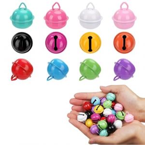 Lot de 50 Cloches en métal colorées avec œillet,Ornements Petites Clochettes Grelots,Multicolore Grelots en Métal Clochette, 22mm Grelots en Métal, pour Artisanat, Bijoux, décoration de Festival (ZJZH, neuf)