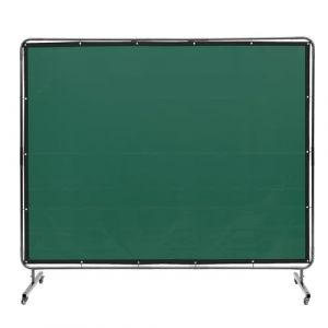 VEVOR Rideau de Soudage avec Cadre, 1,8x2,4 m &Eacute;cran de Protection pour Soudure en Vinyle Ignifuge sur 4 Roues Pivotantes 2 Verrouillables, Rideau Mobile Professionnel pour Atelier, Industrie, Vert (VEVOR Direct Store FR, neuf)