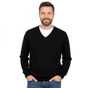 Marenza Col en V pour Homme à Manches Longues en Cachemire en Soie fabriquée en Italie, Noir, Medium (Bo.MA., neuf)