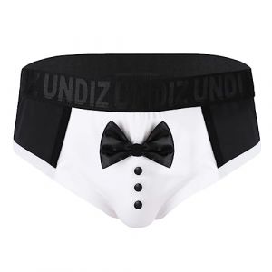 inlzdz Boxer Homme Sexy Transparent sous-vêtements Érotique Shorts Ouvert Caleçon Slips Déguisement Gentleman Serveur Tuxedo Costume Sexy Lingerie Clubwear Bar Taille M-XXL Noir A XL (inlzdz eu, neuf)