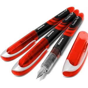 Zebra - 3 stylos à plume jetables - Encre rouge (OMGHC., neuf)