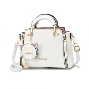 NICOLE & DORIS Sac a Main Femme Petit Sac Bandouli&egrave;re Mignon Sacoche Fille Sac Crossbody en PU Cuir Sac D'&eacute;paule Avec Porte-Monnaie Blanc (LOTSLOT O&Uuml;, neuf)