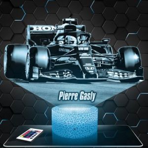 Lampe de chevet, Veilleuse Tactile Formule 1 P. Gasly F1 Lampe 3D LED illusion, Idée cadeau Noël anniversaire garçon et fille Lampe de nuit chambre d'enfant ou adulte TOP (Lampephoto-fr, neuf)