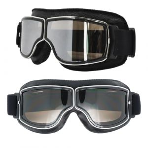 JYNVO Lunettes de moto coupe-vent, anti-poussi&egrave;re, anti-bu&eacute;e, UV, polycarbonate, unisex, pour hommes, vintage, tout-terrain, VTT, v&eacute;los, motos, ski, randonn&eacute;e, sports, activit&eacute;s de plein air (GU HONGHUI DE SHOP, neuf)