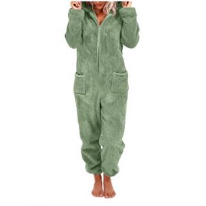 G&eacute;n&eacute;rique Combinaison Pyjama Femme Hiver Chaud Onesie Pilou Pilou Pyjama &agrave; Capuche Grenouill&egrave;re Femme Pyjamas Onesie Tout en Un en Polaire Combinaisons de Nuit Femmes Loungewear V&ecirc;tements S-XXL (YUYUEJUE, neuf)