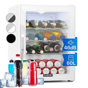 KLARSTEIN Mini Frigo de Chambre et Bureau pour Boisson, Petit Frigo Silencieux, Refrigerateur Mini Bar 60L, Petit R&eacute;frig&eacute;rateur Camping, &Eacute;tag&egrave;res R&eacute;glables, Ondul&eacute;s pour le Vin, Cannette, Beer Fridge (Klarstein France, neuf)