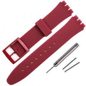 Rihahisy Bracelet de montre en silicone pour Swatch - Plusieurs couleurs, doux pour la peau, respirant, boucle en plastique l&eacute;ger, outils et barrettes &agrave; ressort inclus, 19 mm, Silicone, Pas de gemme (Hosivo FR, neuf)