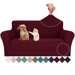Ystyle Extensible Housse Canapé 2 Places, Universelle Housse De Canapé avec Accoudoirs, Housse Protection Canapém, Sofa Cover Antidérapante, Couvre Canapé pour Chiens Chats Animaux, Bourgogne (YSTYLE HOME, neuf)