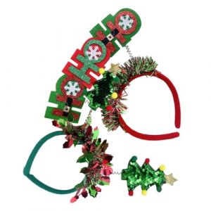 FRCOLOR 2 Pièces Bandeau De Noël Déguisement D'arbre De Noël Vêtements De Noël Bonnet De Noël Bandeau Rouge Accessoire De Cheveux De Noël Groupe Bandeaux De Cheveux De Noël En Tissu (Laners, neuf)