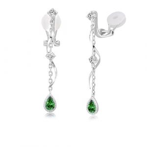 PHNIBIRD Boucles d'oreilles Clips avec &Eacute;meraude Boucles d'oreilles Pendantes Femme Raffin&eacute; et Polyvalent Bijoux Cadeau Femme (Immobird, neuf)