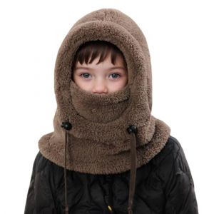 Cagoule Unisexe Garcon Fille 3-10 Ans Bonnet Enfant Hiver Chaud Laine Fine Epais Ski Modo Mignon Protection d'oreilles &Eacute;charpe Chapeau Cape Bobs Ajustable (FR/ES, &Acirc;ge, 3 Ans, 10 Ans, Cafe) (Cabrianne, neuf)