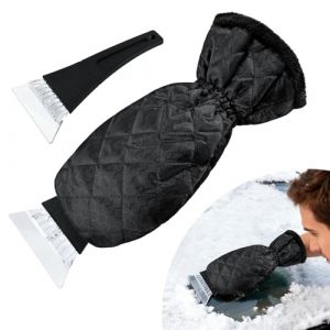 SSIMIDAPT Grattoir &agrave; Glace avec Gant, Grattoir Glace Voiture avec Gant, Grattoir Vitre Voiture avec Gant, Grattoir Pare Brise Voiture, Polaire Ultra Douce, Imperm&eacute;able Chaude, pour Pare-Brise (PT-Beauty, neuf)