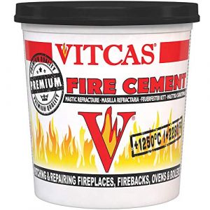 VITCAS Ciment réfractaire Noir 2 kg - Excellente adhérence - Ignifuge - Se transforme en Roche - Patch et réparation - Temps de réparation Rapide - Joint hermétique - Facile à Utiliser - Résistant (FTG1611, neuf)
