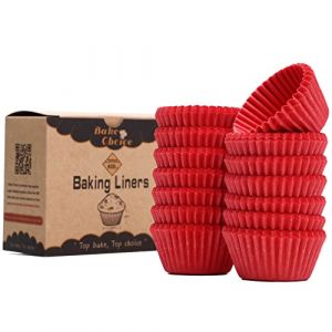 Caissette Muffins Papier Mini,400 pièces Rouge,Caissettes Cupcake,Parchemin & Résistant à la Graisse,La fête,Mini Taille (BakeChoice, neuf)