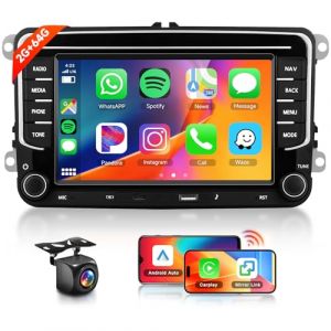 【2+64G】 Hodozzy Carplay Autoradio pour VW Passat Golf Seat Altea Skoda Octavia Fabia avec USB/USB-C/GPS/WiFi, VW Autoradio 7 Pouces 2 Din Bluetooth avec Android Auto/32 EQ/FM/RDS/SWC+Cam&eacute;ra de Recul (Hodozzy, neuf)