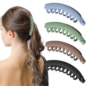 JEYORZY 4 pcs Pinces à cheveux banane pour femme, Pinces à Banane, Grande pince banane, Jolies pinces à cheveux pour filles, Pinces banane pour cheveux fins, Pince à cheveux banane, grandes pinces (Wacicy EU, neuf)
